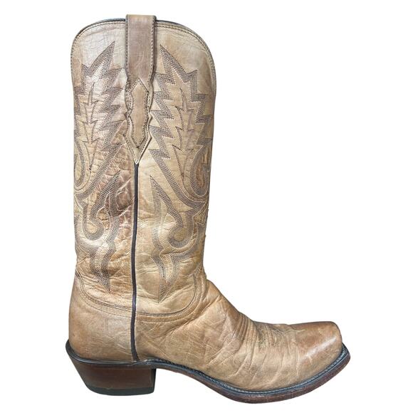 Lucchese Men’s Lewis Mad Gog Goat Tan Leather Cowboy Boot Size US 8.5 D main image 8